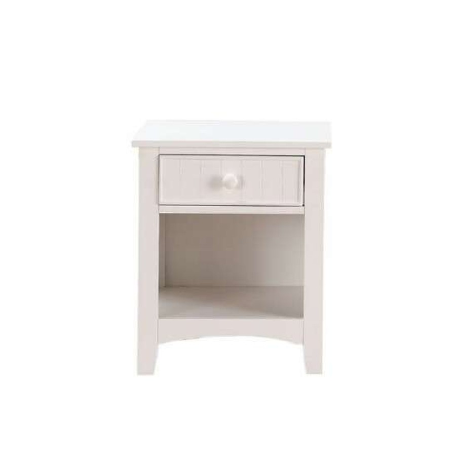 Furniture * | Top 10 Simple Relax Wooden Nightstand With One Drawer In White Finish