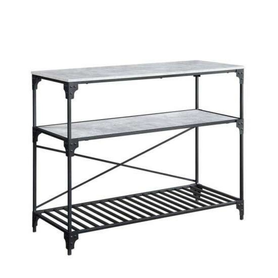 Kitchen & Dining * | Best Pirce Simple Relax Wood Kitchen Island In Black And Concrete Finish