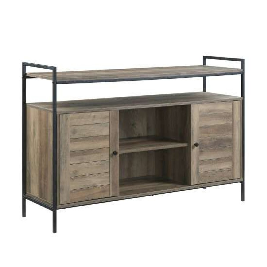 Furniture * | Hot Sale Simple Relax 52 Tv Stand With 2 Doors In Rustic Oak And Black