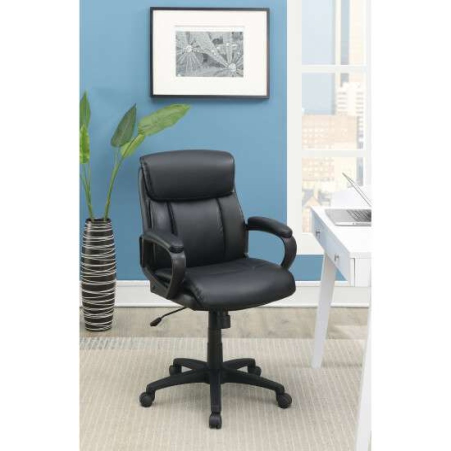 Furniture * | Deals Simple Relax Standard Back Upholstered Office Chair, Black