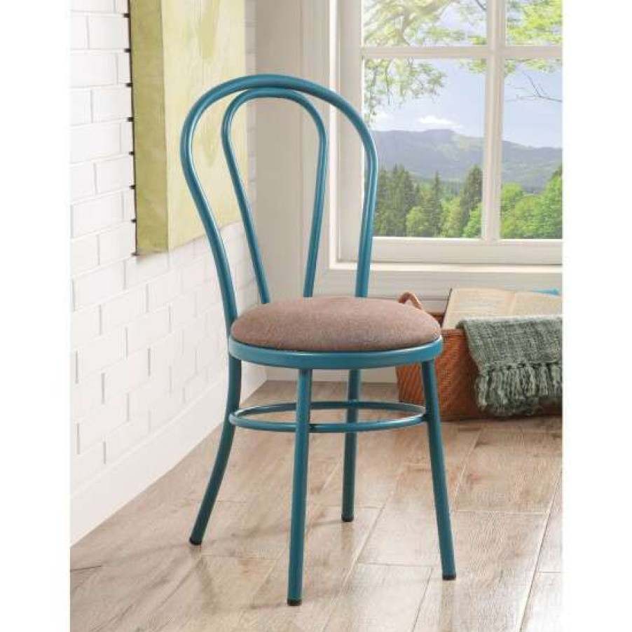 Furniture * | Budget Simple Relax Set Of 2 Side Chair With Balloon Shape Backrest In Teal