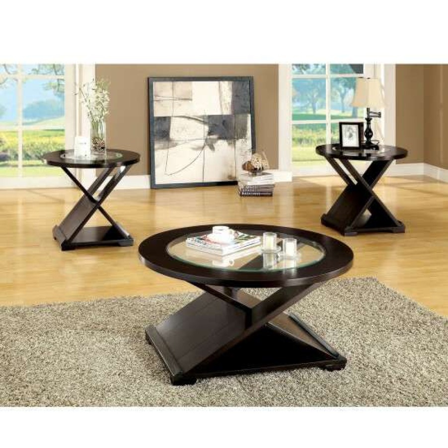 Furniture * | Budget Simple Relax 3 Piece Living Room Table Set In Espresso