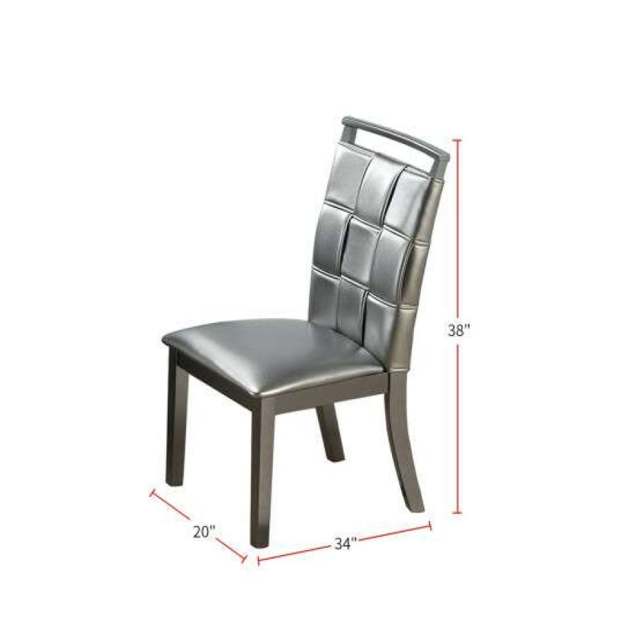 Furniture * | Promo Simple Relax Set Of 2 Pu Upholstery Dining Chairs, Silver