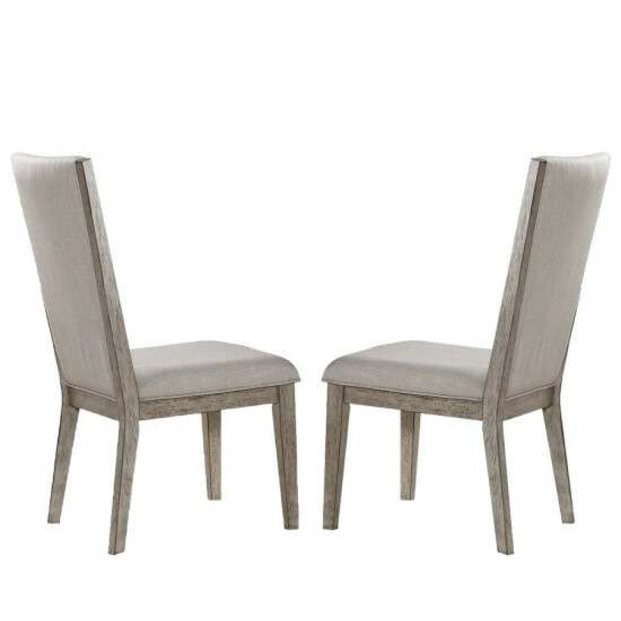 Furniture * | New Simple Relax Set Of 2 Fabric Side Chair In Gray Oak Finish