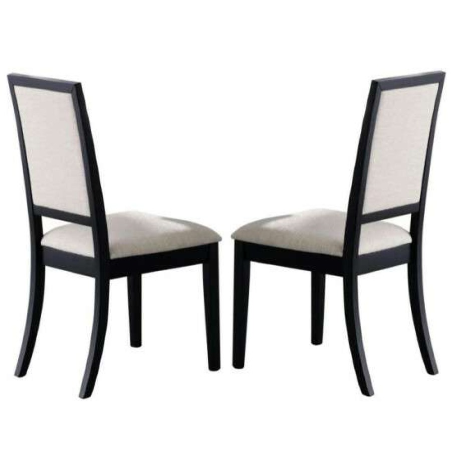 Furniture * | Best Deal Simple Relax Set Of 2 Upholstered Dining Side Chairs Black And Cream