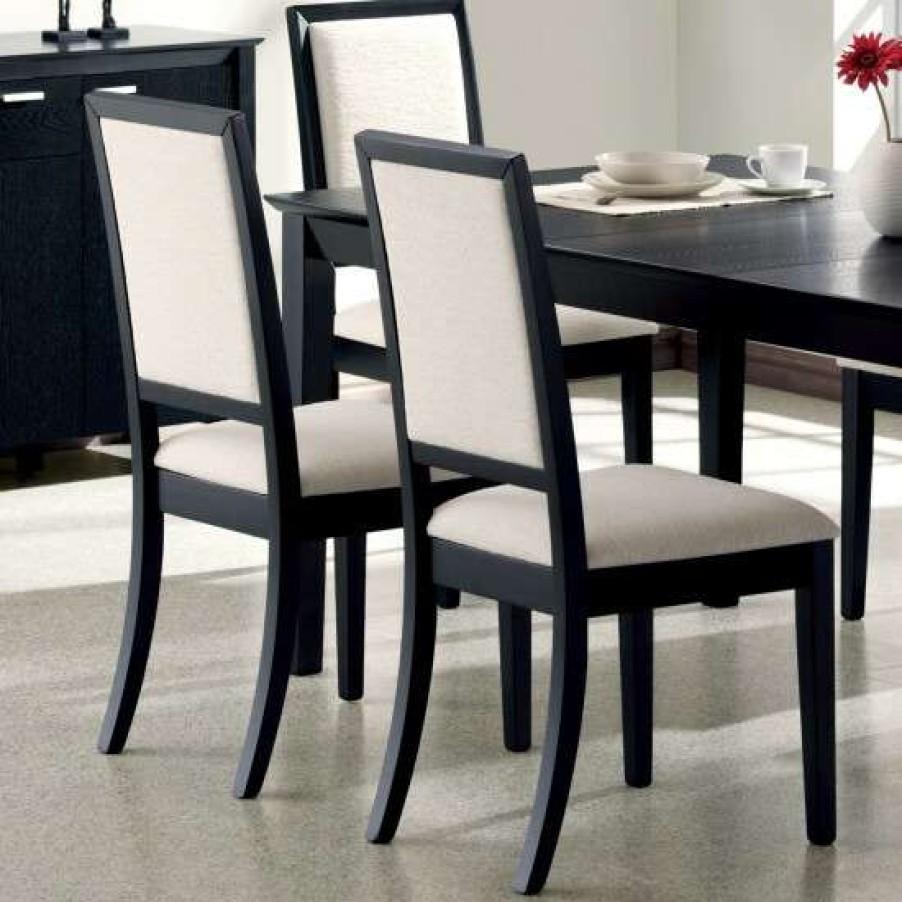 Furniture * | Best Deal Simple Relax Set Of 2 Upholstered Dining Side Chairs Black And Cream