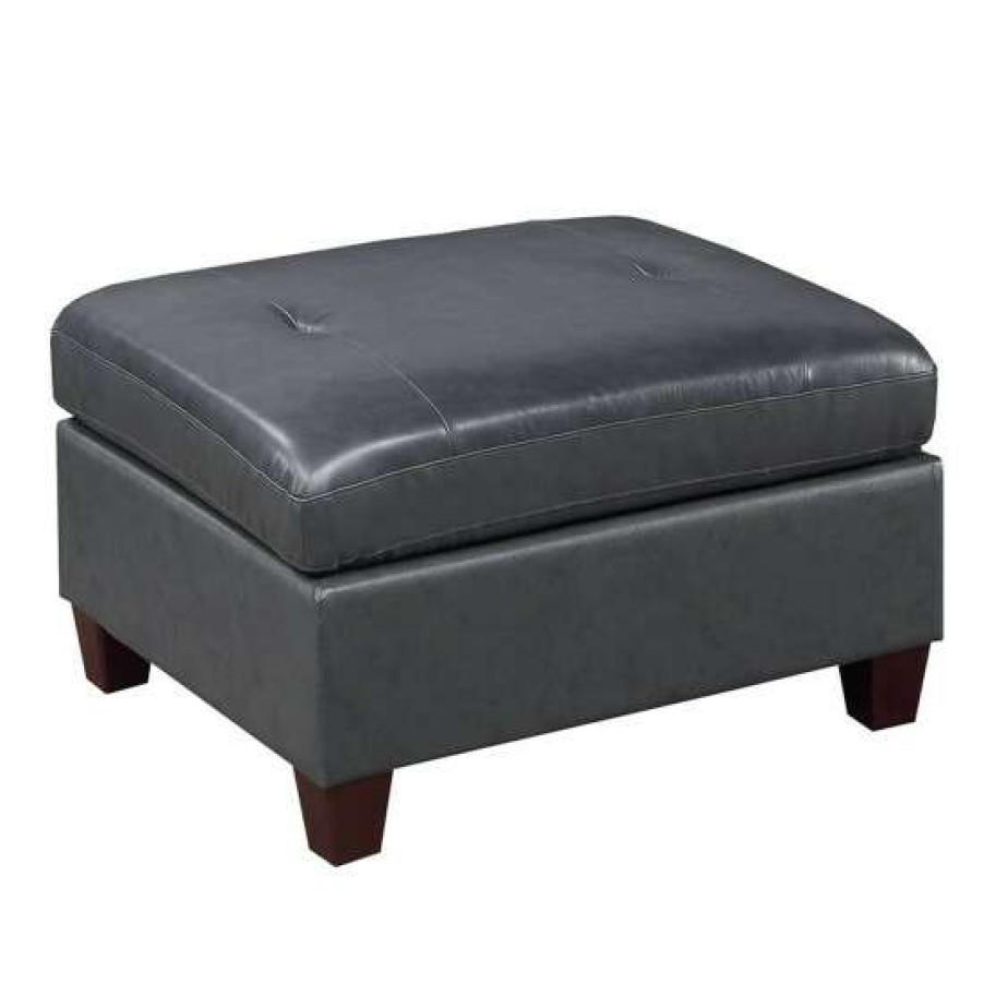 Furniture * | Cheapest Simple Relax Genuine Leather Upholstered Modular Ottoman With Tufting Design