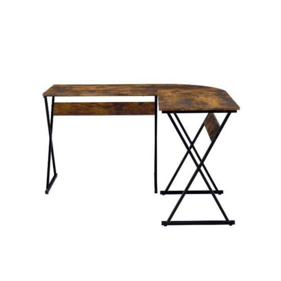 Furniture * | Buy Simple Relax Wooden L-Shaped Top Writing Desk In Weathered Oak