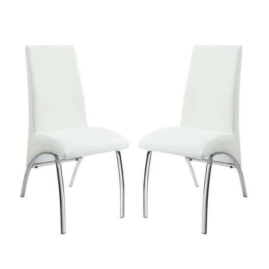 Furniture * | Best Pirce Simple Relax Set Of 2 Dining Chairs In White And Chrome