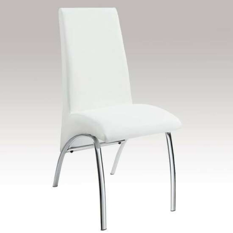 Furniture * | Best Pirce Simple Relax Set Of 2 Dining Chairs In White And Chrome