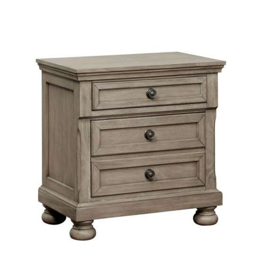 Furniture * | Promo Simple Relax 3 Drawers Wooden Night Stand With Bun Feet Design In Gray