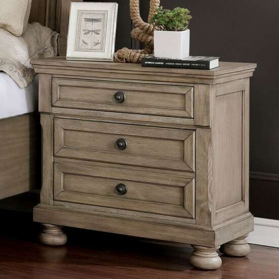 Furniture * | Promo Simple Relax 3 Drawers Wooden Night Stand With Bun Feet Design In Gray