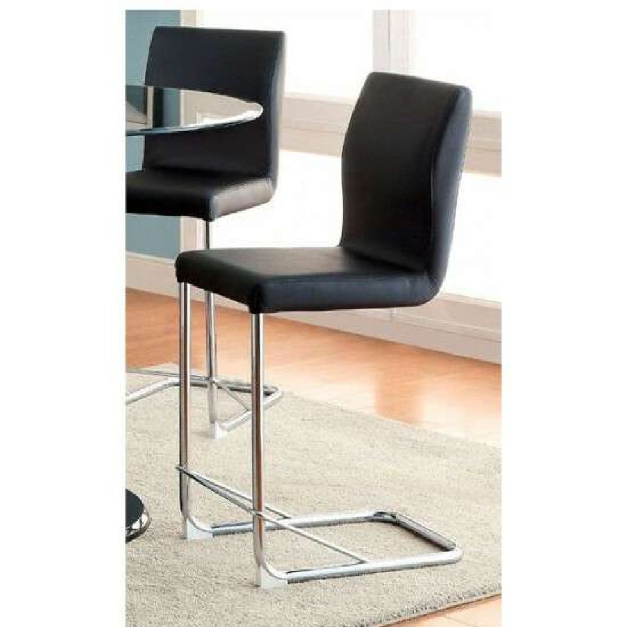 Furniture * | Buy Simple Relax Set Of 2 Dining Chairs In Black And Chrome Finish