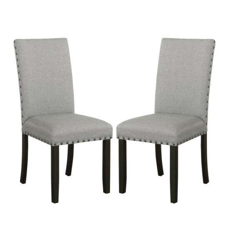 Furniture * | Best Reviews Of Simple Relax Set Of 2 Upholstered Dining Chair In Grey And Antique Noir