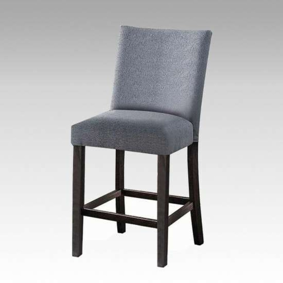 Furniture * | Budget Simple Relax Set Of 2 Fabric Counter Height Chair In Grey And Weathered Espresso