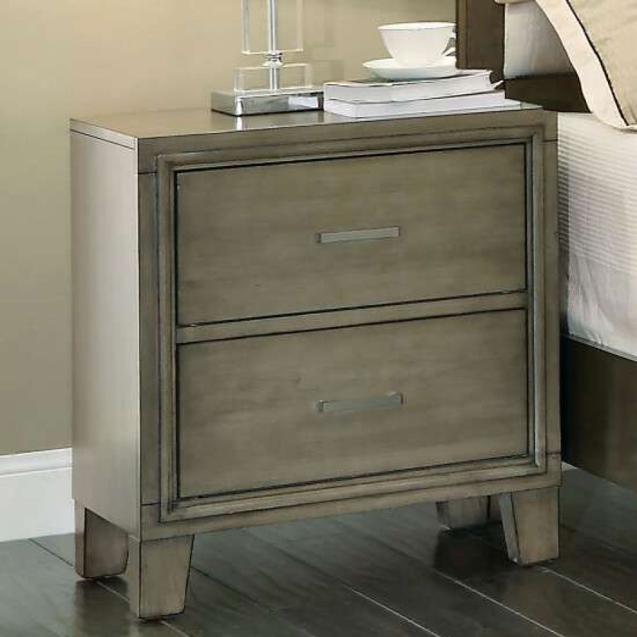 Furniture * | Wholesale Simple Relax 2 Drawers Wood Nightstand Brown Cherry