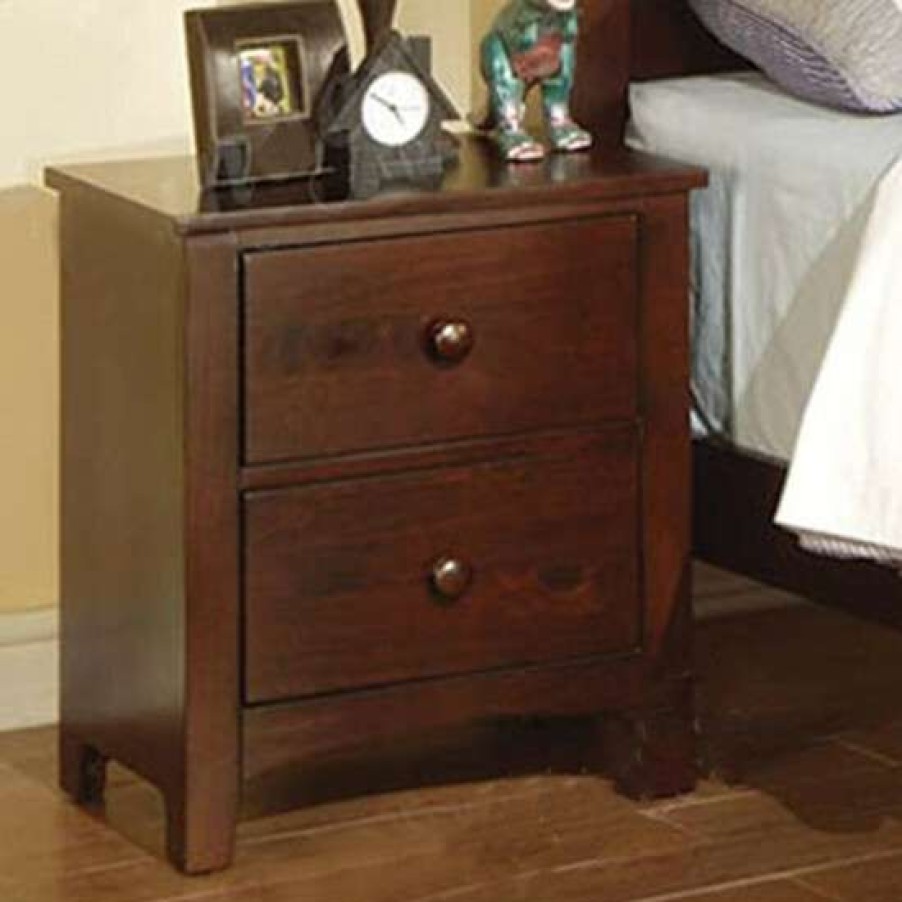 Furniture * | Brand New Simple Relax Pine Wooden Nightstand With 2 Drawers