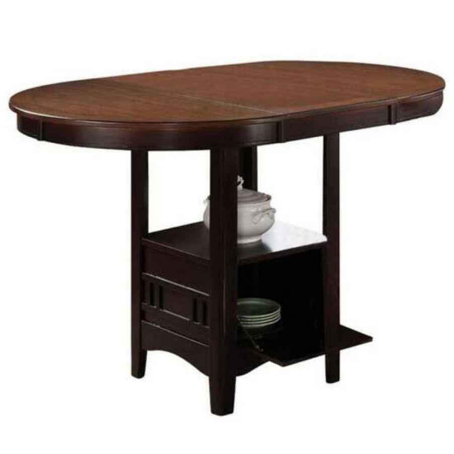 Furniture * | Promo Simple Relax Wood Counter Height Table In Light Chesnut And Espresso