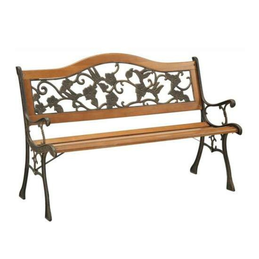 Garden & Patio * | Budget Simple Relax Cast Iron And Wood Outdoor Bench