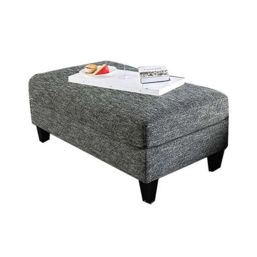 Furniture * | Budget Simple Relax Chenille Ottoman With Tappered Feet In Gray Finish