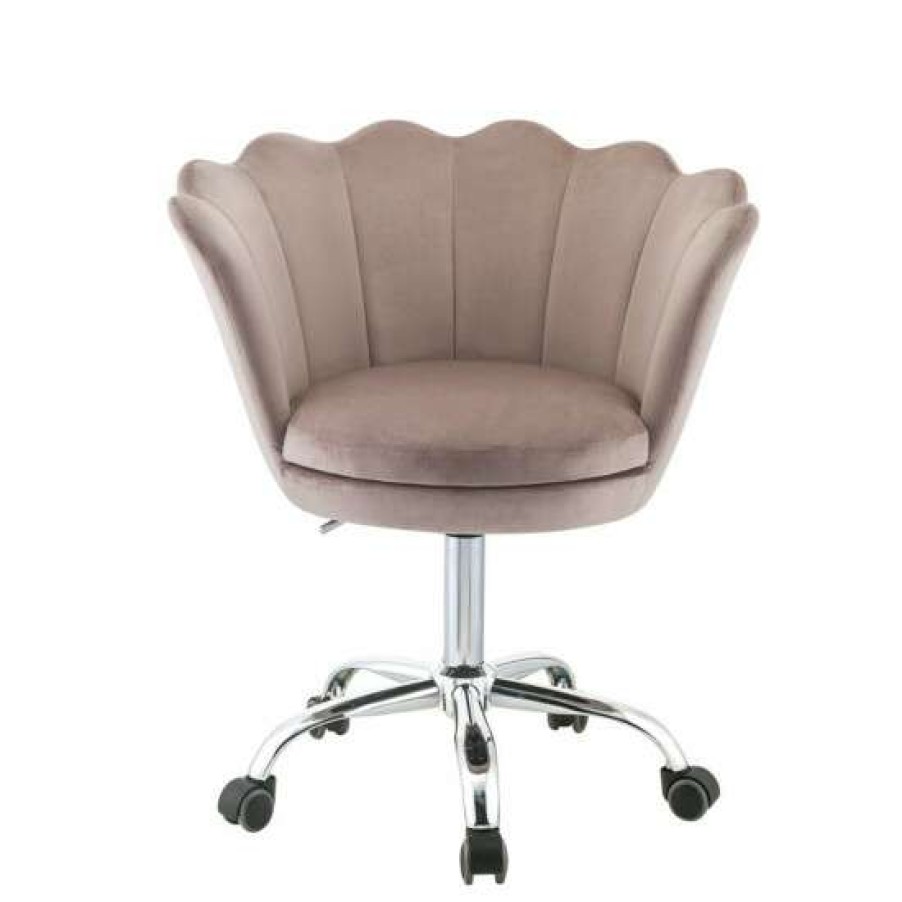 Furniture * | Brand New Simple Relax Upholstered Adjustable Office Chair In Rose Quartz