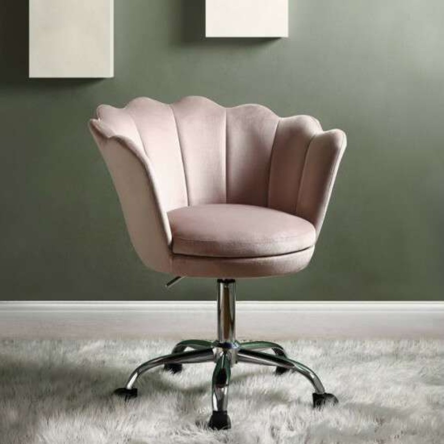 Furniture * | Brand New Simple Relax Upholstered Adjustable Office Chair In Rose Quartz