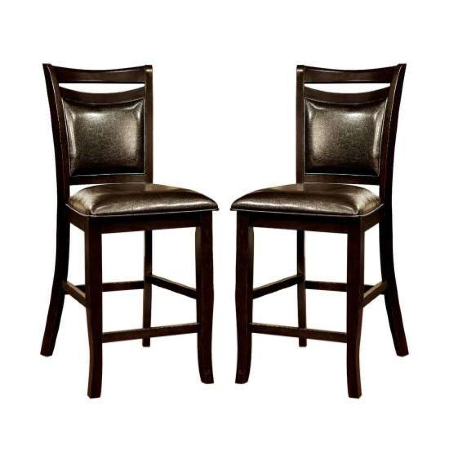 Furniture * | Hot Sale Simple Relax Set Of 2 Padded Leatherette Dining Chair In Dark Cherry And Espresso