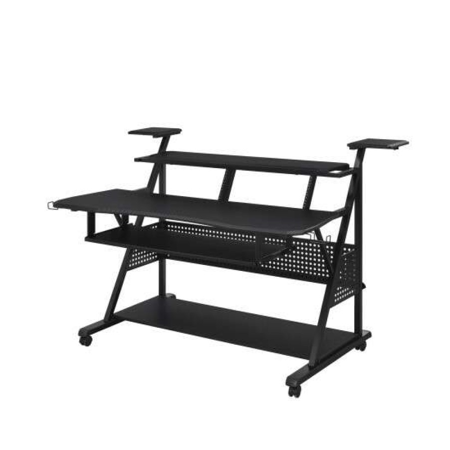 Furniture * | Coupon Simple Relax Rectangular Music Desk With1 Keyboard Tray And Earphone Rack