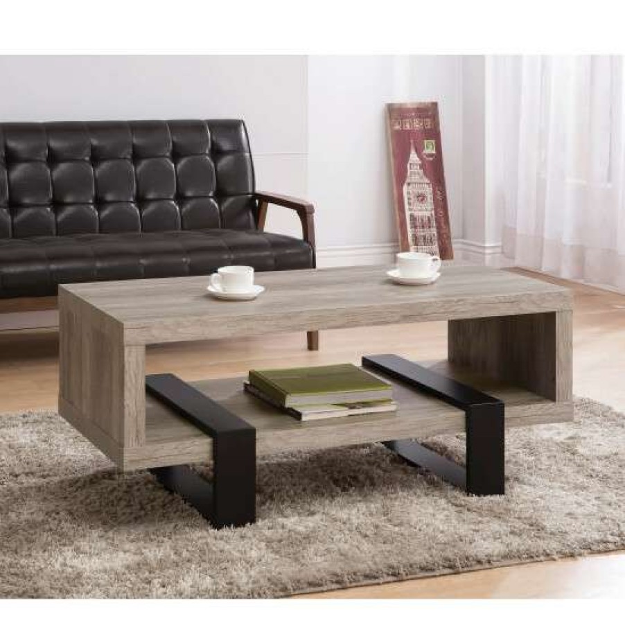 Furniture * | New Simple Relax Living Room Coffee Table With Shelf In Grey