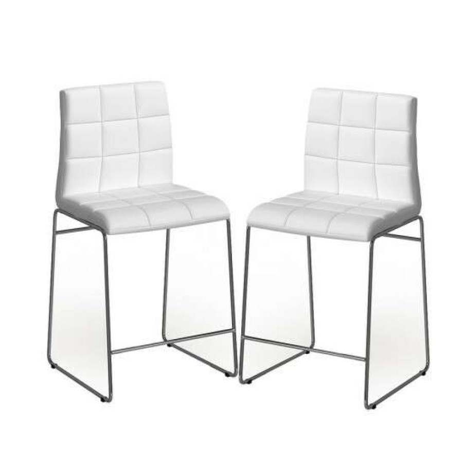 Furniture * | Deals Simple Relax Set Of 2 Leatherette Upholstered Counter Hight Chair