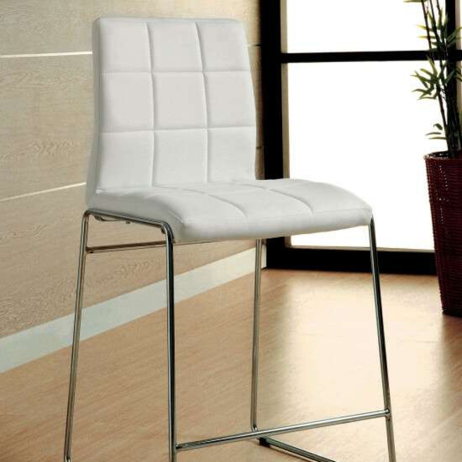 Furniture * | Deals Simple Relax Set Of 2 Leatherette Upholstered Counter Hight Chair