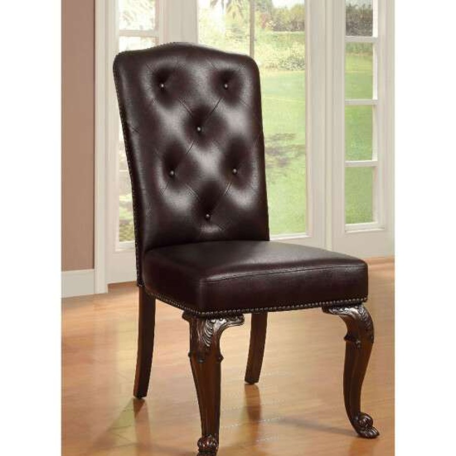 Furniture * | Cheapest Simple Relax Set Of 2 Dining Side Chair In Brown Cherry And Dark Brown