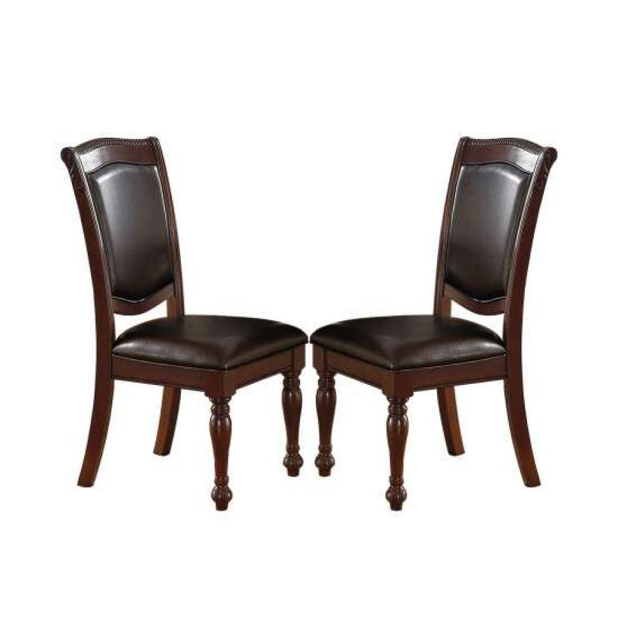 Furniture * | Top 10 Simple Relax Pu Upholstered Dining Chair, Dark Brown(Set Of 2)