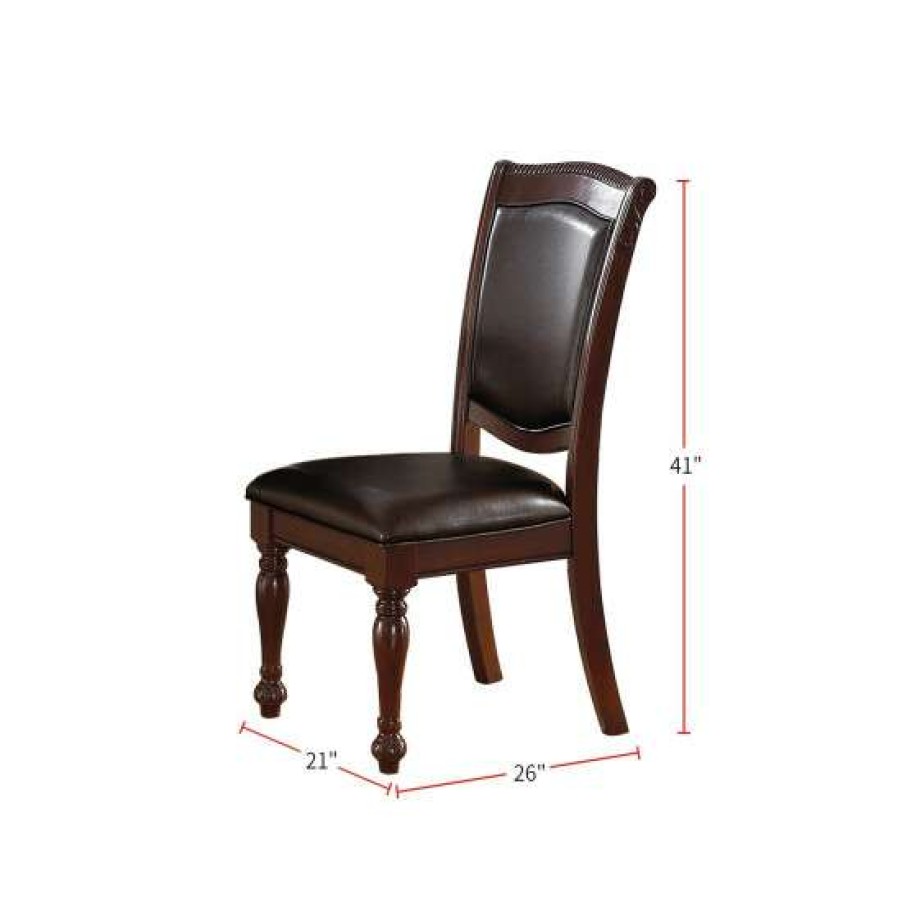 Furniture * | Top 10 Simple Relax Pu Upholstered Dining Chair, Dark Brown(Set Of 2)