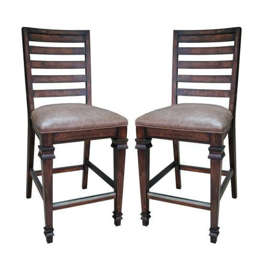 Furniture * | Outlet Simple Relax Set Of 2 Dining Side Chair In Vintage Dark Pine