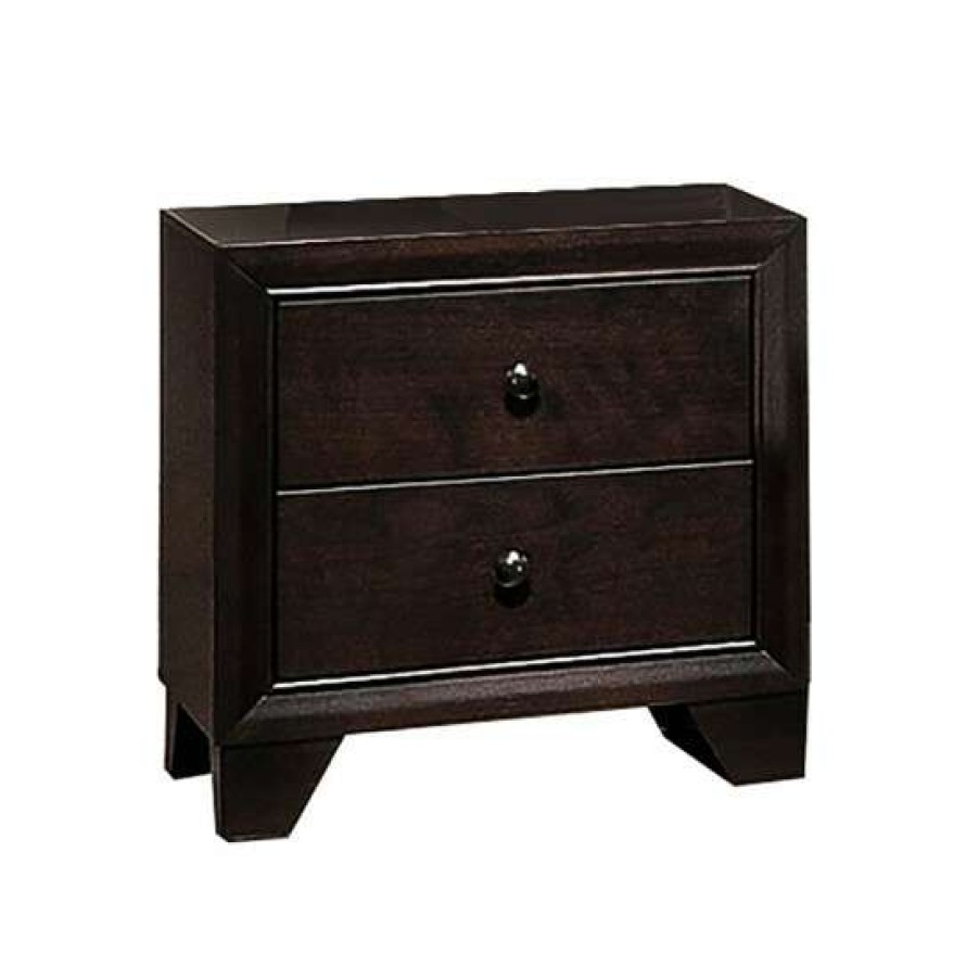 Furniture * | Best Reviews Of Simple Relax 2-Drawer Rubber Wood Brown Nightstand