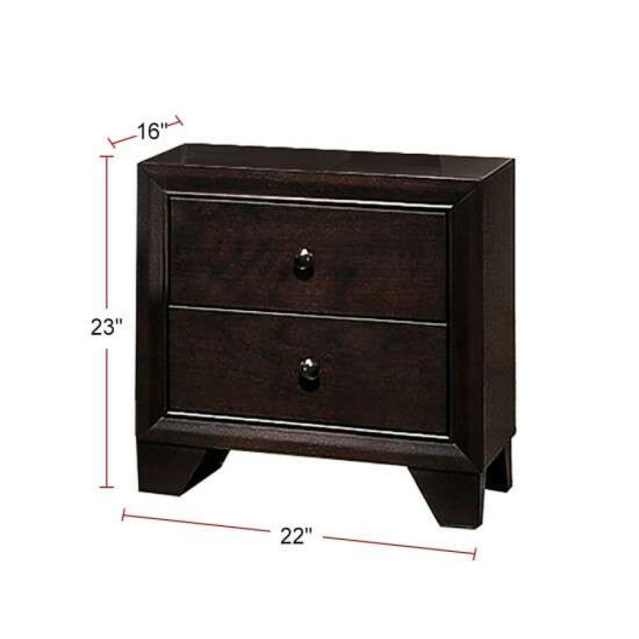 Furniture * | Best Reviews Of Simple Relax 2-Drawer Rubber Wood Brown Nightstand