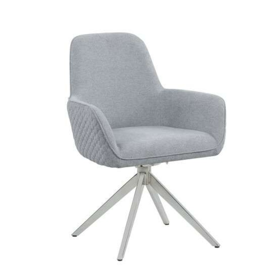 Furniture * | Deals Simple Relax Upholstered Armchair With Chrome Base In Grey Finish