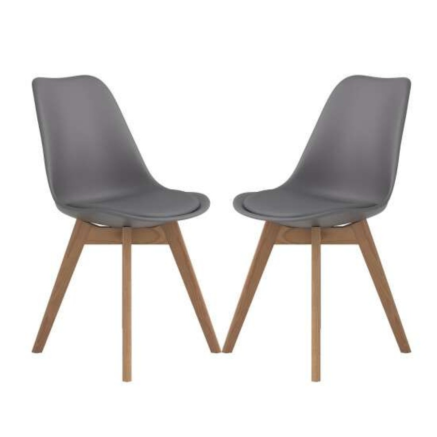 Furniture * | Best Reviews Of Simple Relax Set Of 2 Wood Dining Side Chairs In Grey Finish Grey And Oak