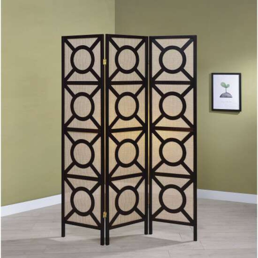 Home Decor * | Brand New Simple Relax 3 Panel Screen In Cappuccino And Tan