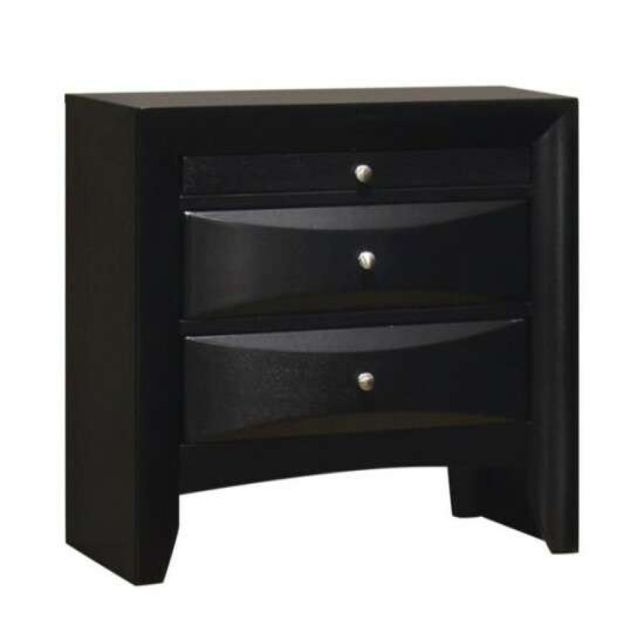 Furniture * | Cheapest Simple Relax Wood Nightstand With 2 Drawers In Black