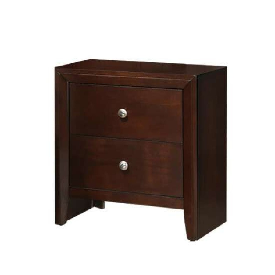 Furniture * | Discount Simple Relax Wooden 2-Drawer Brown Nightstand