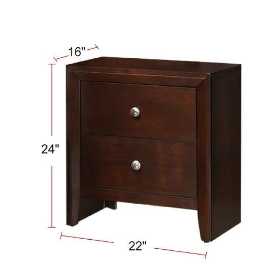 Furniture * | Discount Simple Relax Wooden 2-Drawer Brown Nightstand