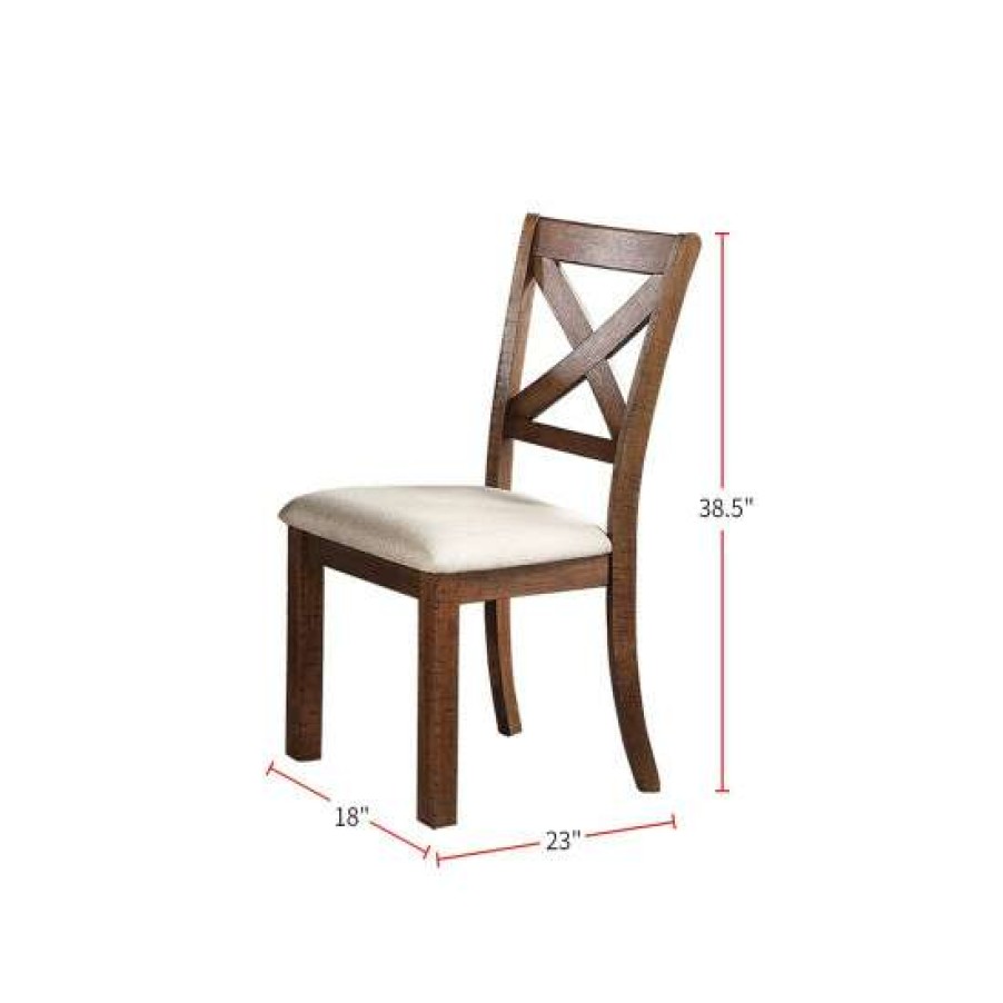 Furniture * | Best Reviews Of Simple Relax White Fabric Upholstery Wood Side Chairs, Brown