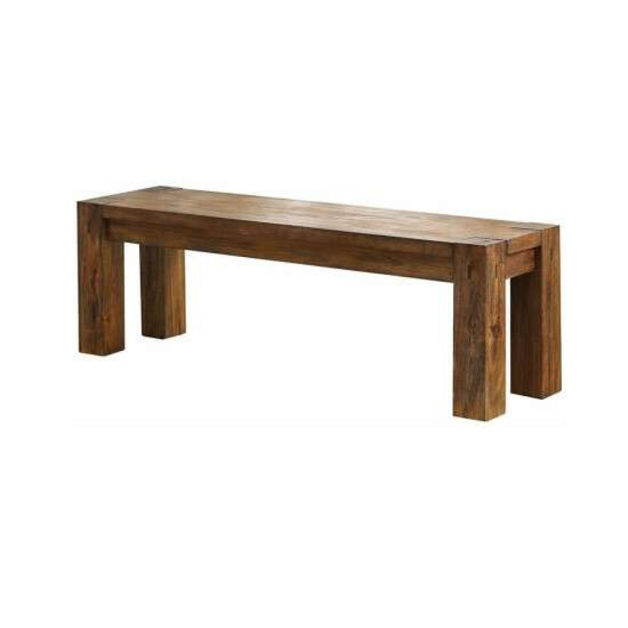 Furniture * | Best Deal Simple Relax Wooden Bench In Dark Oak Finish