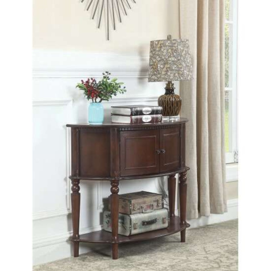 Furniture * | Top 10 Simple Relax Console Table With Inlay Shelf, Brown