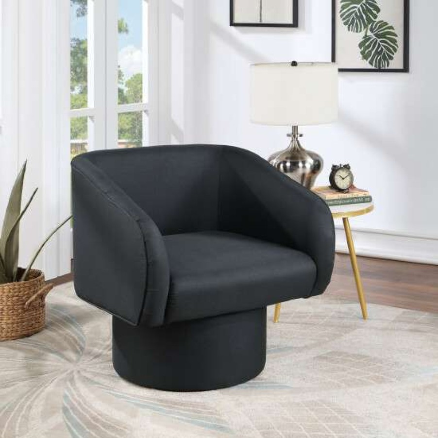 Furniture * | Buy Simple Relax Swivel Accent Chair With Round Base