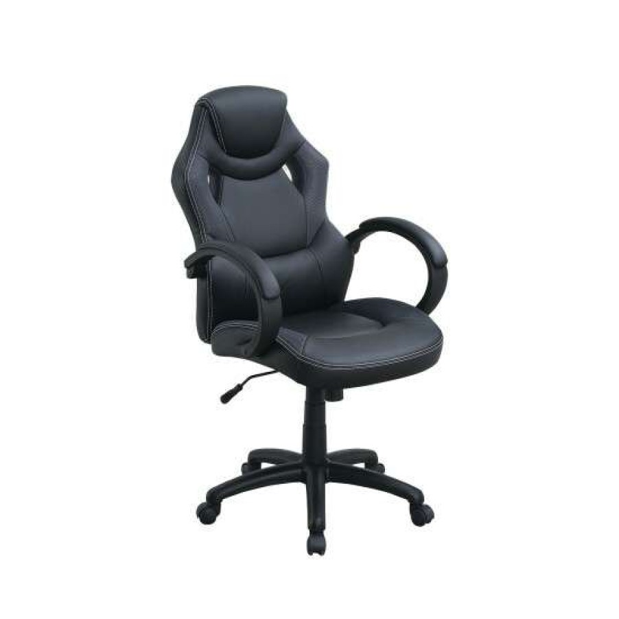 Furniture * | Flash Sale Simple Relax Adjustable Highback Faux Leather Office Chair Black