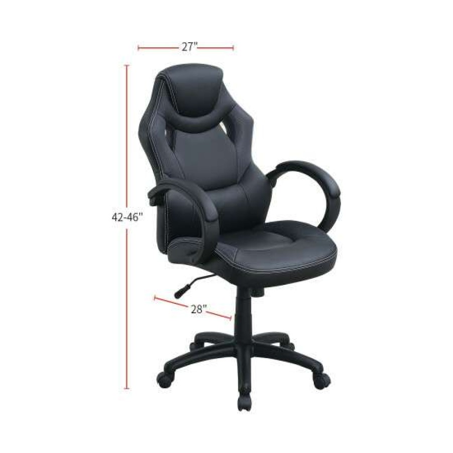 Furniture * | Flash Sale Simple Relax Adjustable Highback Faux Leather Office Chair Black