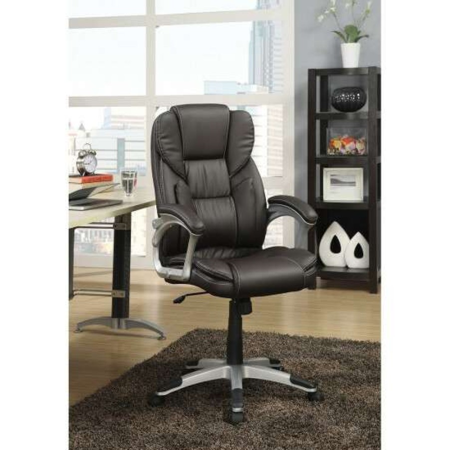 Furniture * | Coupon Simple Relax Adjustable Height Office Chair In Dark Brown